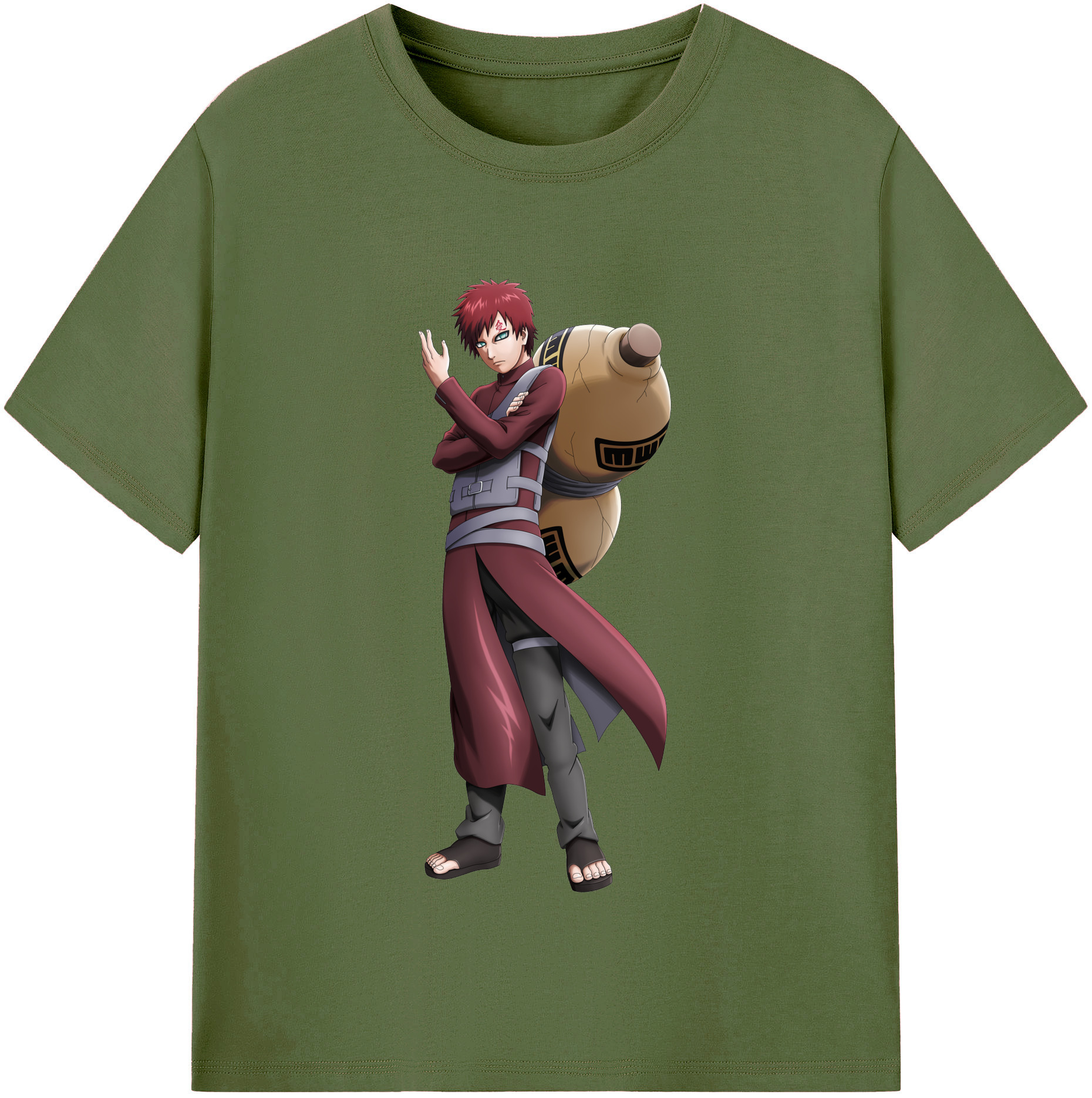 （画像用） NARUTO -ナルト- ガアラ Gaara 綿100％半袖Tシャツ（フロントプリント）